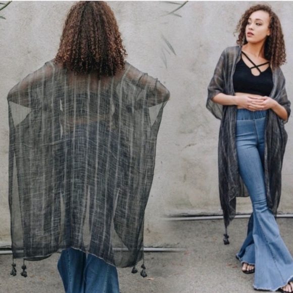 sarrah Sweaters - New Bohemian Striped Kimono Cardigan Wrap